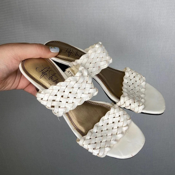 Life Stride | White Strappy‎ Slip On Heels 6 - Picture 2 of 6